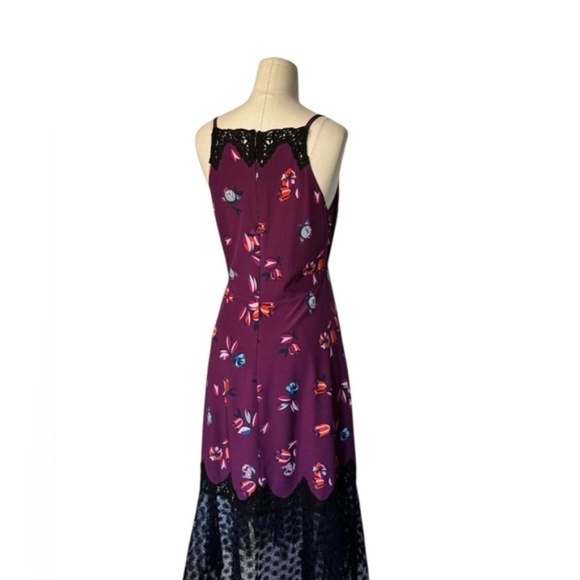 REBECCA TAYLOR Purple Floral Lace Midi Dress Size 4 - Picture 3 of 11